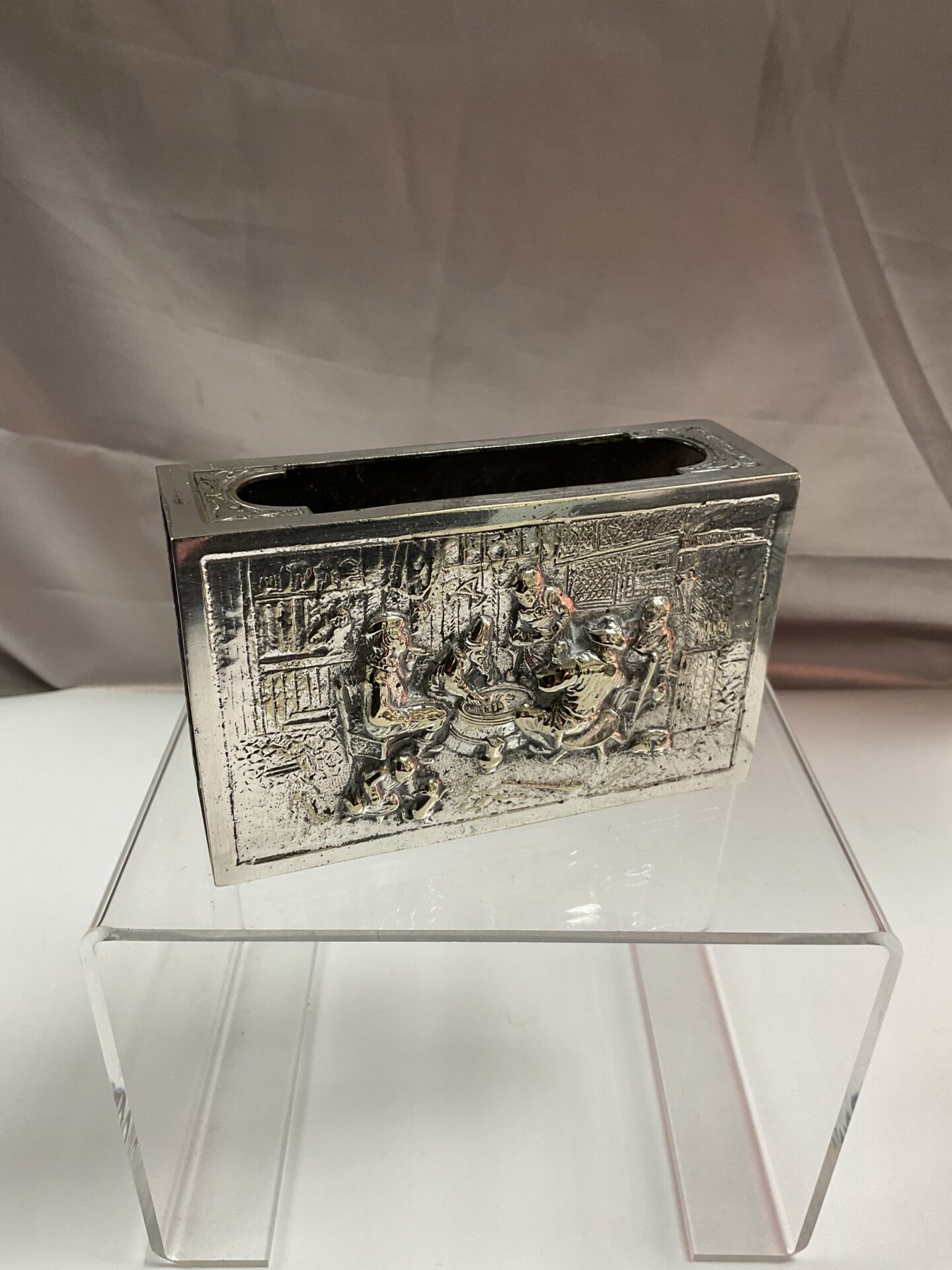 775 Large Dutch Whitemetal Matchbox Holder