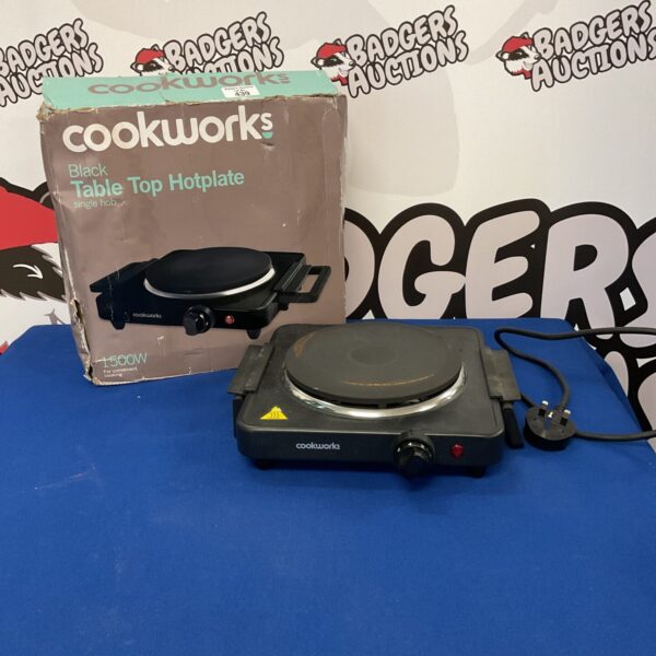 Cookworks hotplate, single burner, tabletop electric cooker.