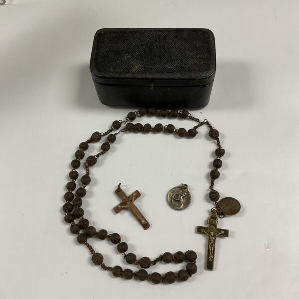 antique rosary beads & st christopher