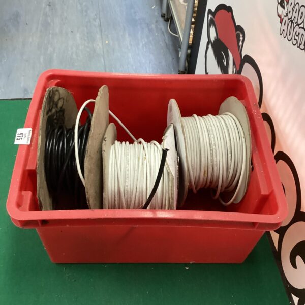 Lot of vintage grey telephone cable rolls for restoration.
