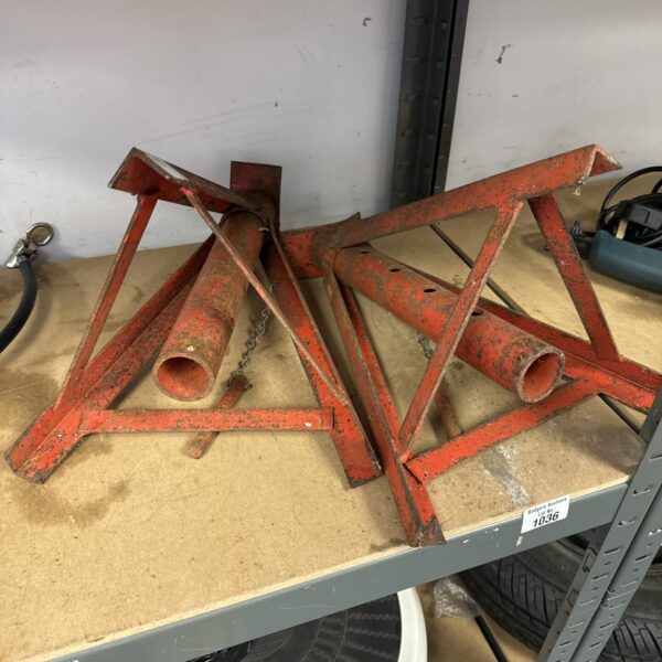 Pair of used 2-ton axel stands for vehicle maintenance.