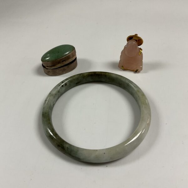Smooth green jade bangle, vintage Asian jewellery.