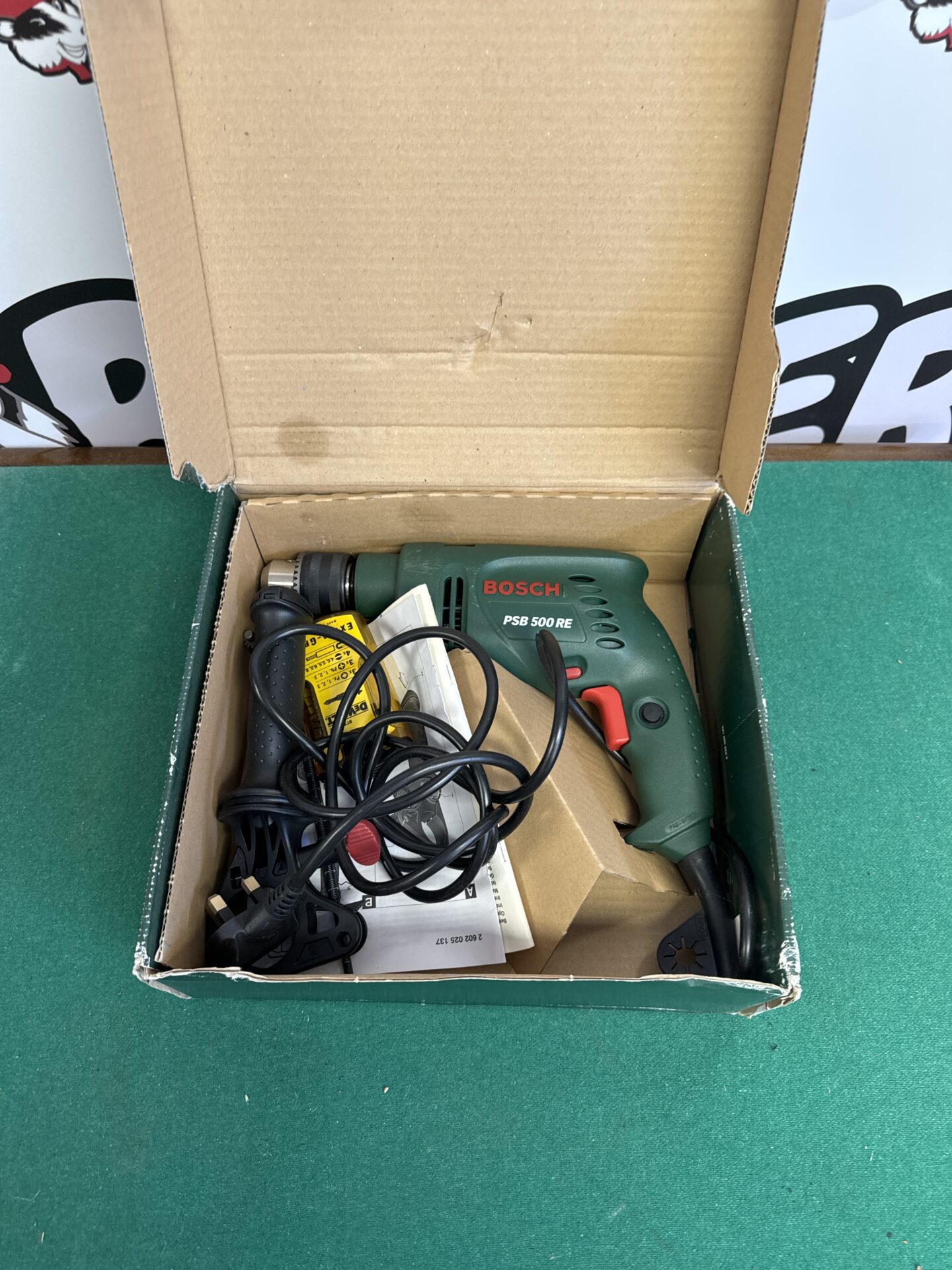 1012 Bosch psb 500 re hammer drill with dewalt bits – working