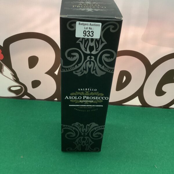 Valbello Asolo Prosecco bottle, Italian sparkling wine.