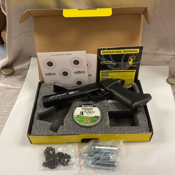 Sjl Model Cp400 CO2 air pistol with box and accessories.