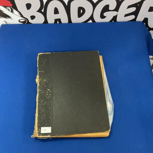Worn cover of a 19th-century horse racing scrapbook.