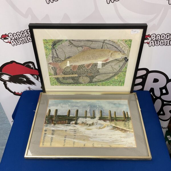 Watercolour painting of a barbel fish, detailed angling art.