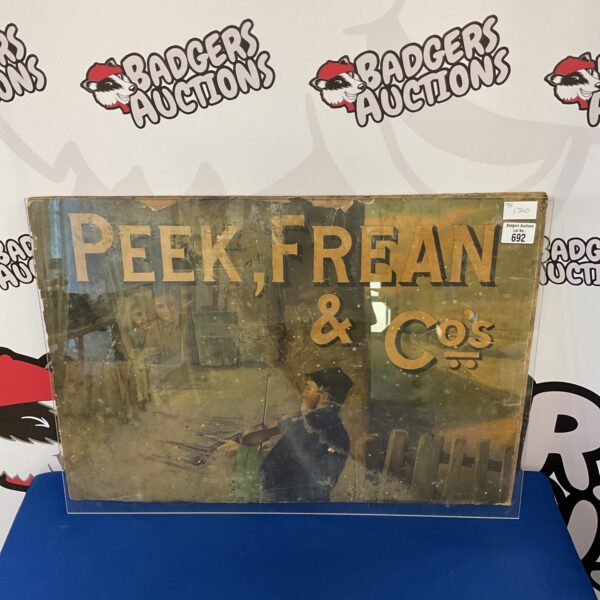 Vintage Peak Frean advertising board, colourful enamel sign.