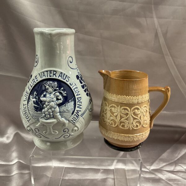 Antique Doulton Lambeth saltglaze jug with brown glaze.
