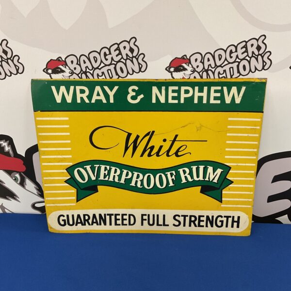 Vintage Wray & Nephew White Overproof Rum tin advertising sign.