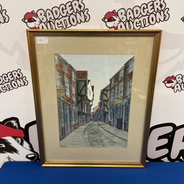 Framed artwork of The Shambles, York by Jane Pearson.