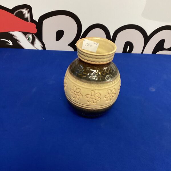 Vintage West German pottery vase with textured glaze.