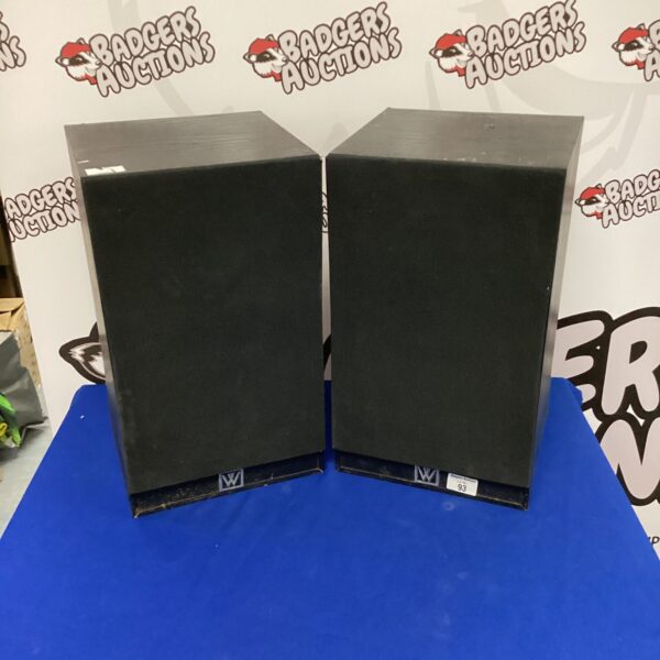 Pair of vintage Wharfdale speakers for auction.