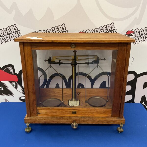 Vintage Baird & Tatlock London scales with brass beam.