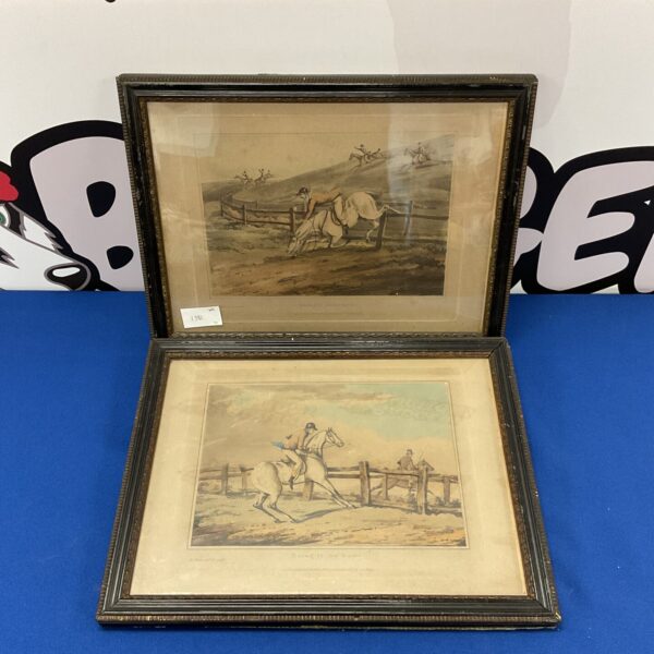 Antique pair of 19th-century hunting aquatints by Henry Alken.