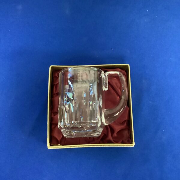 Clear Whitefriars crystal tankard, vintage barware collectible.