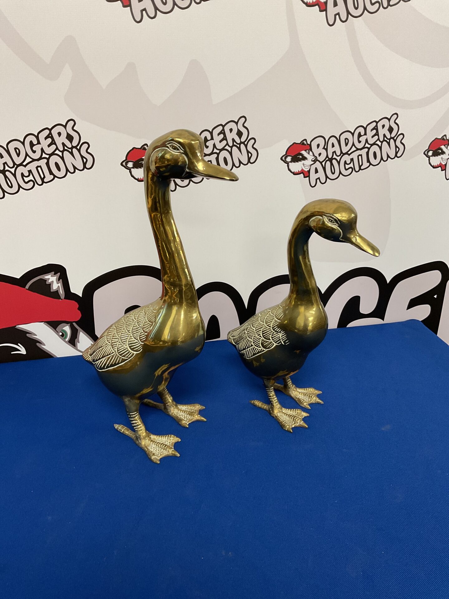 041 Pair of large brass geese