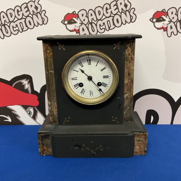 Antique French slate mantle clock by Japy Freres, Victorian era.