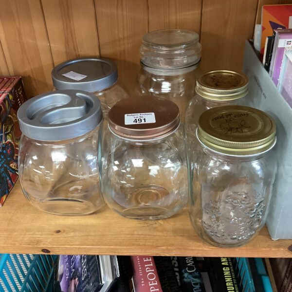 Vintage Kilner preserve jars for kitchen storage and display.