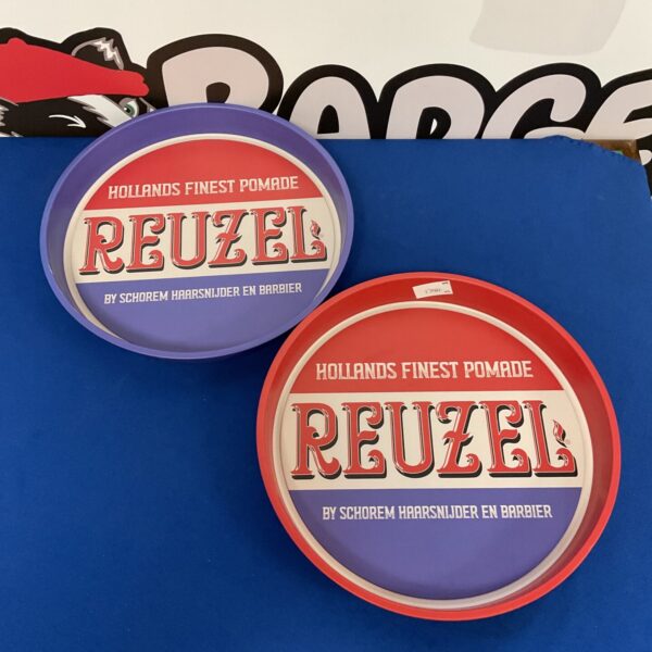 Vintage Hollands Finest Pomade Reuzel enamel serving tray.