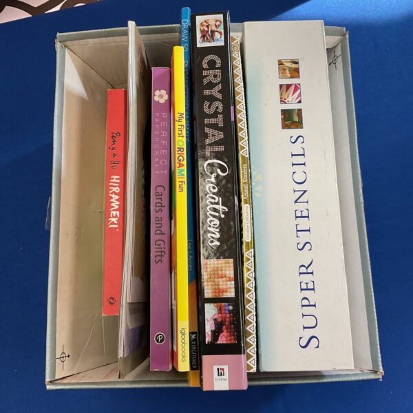 Mixed lot of art instruction books including super stencils and crystal creations.
