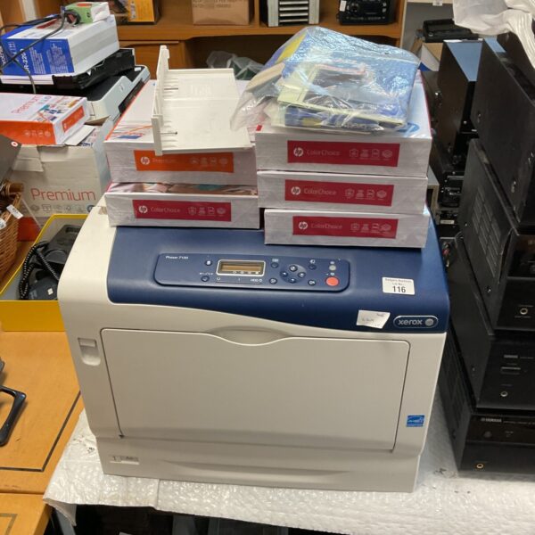 Vintage Xerox Phaser 7100 laser printer with boxes.
