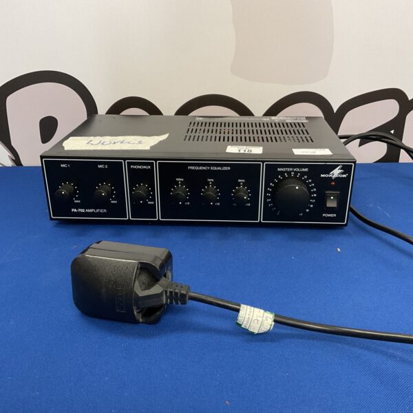 Vintage Monacor 2-channel microphone controller with equaliser.