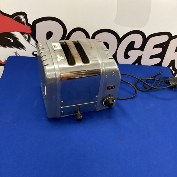 Stainless steel Dualit Classic toaster, vintage kitchen appliance.