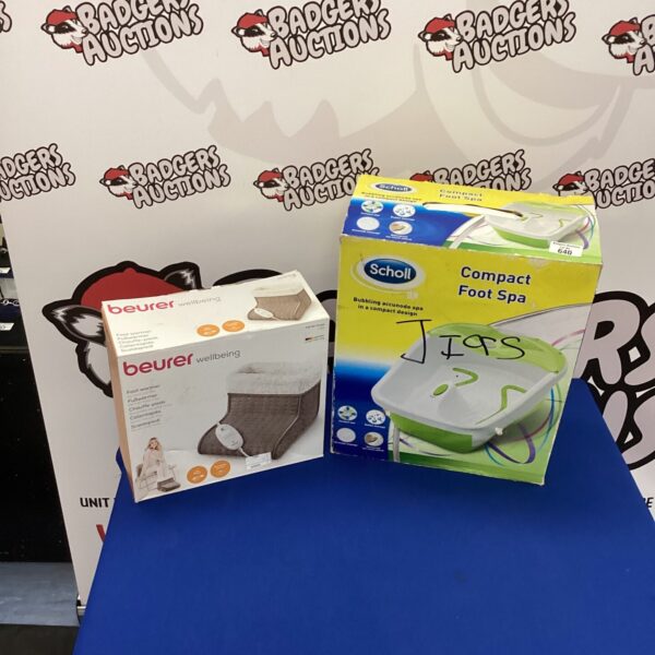 Scholl foot spa and Beurer foot warmer for home relaxation.