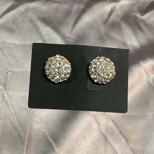 Silver tone zircon cluster earrings, sparkling fashion jewellery.