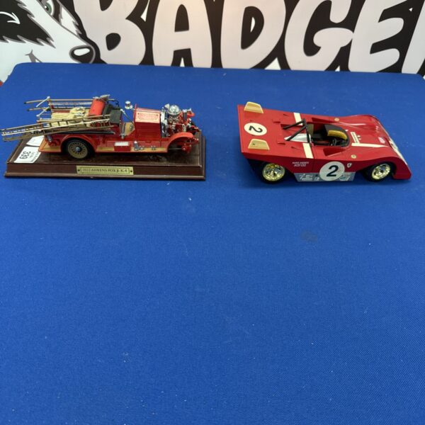Vintage model car lot featuring Franklin Mint fire engine and Ferrari.