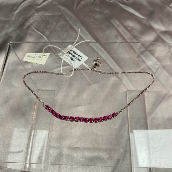 Silver and ruby Swarovski Elements bracelet, sparkling fashion jewellery.