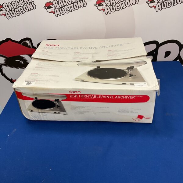 Ion USB turntable in original box, vintage record player.