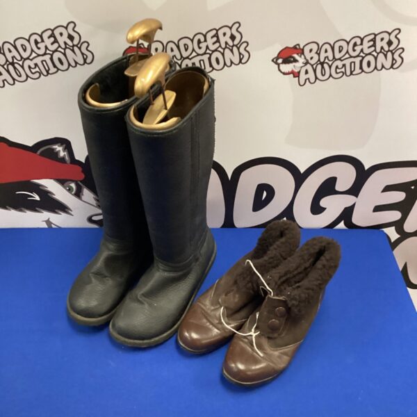 Pair of vintage leather boots with a classic equestrian style.