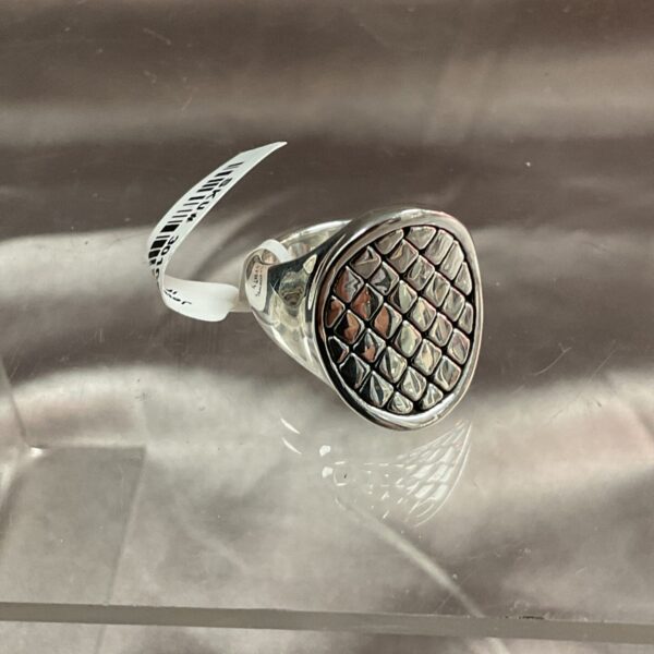 Silver signet ring with oval face, size P.