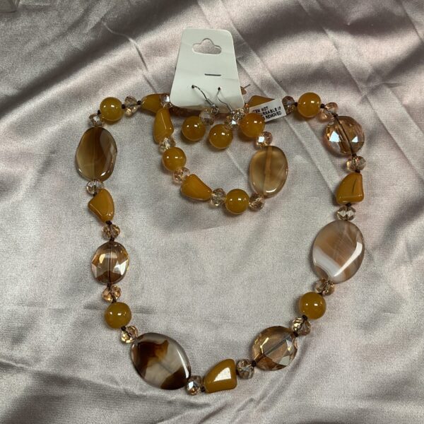 Vintage beryl and topaz necklace, bracelet, and earring set.