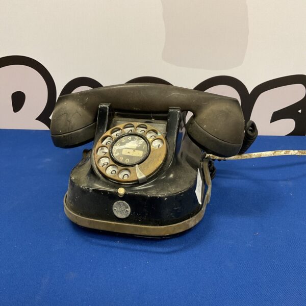 Vintage FTTR rotary telephone, black bakelite wall mount.