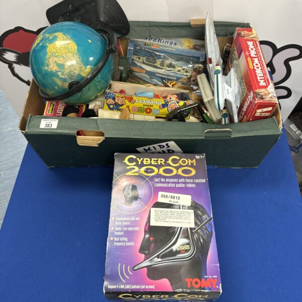 Vintage toy lot featuring a Matchbox submarine and intercom phone.