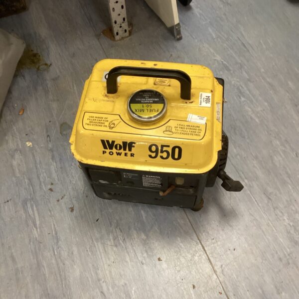 Wolf Power generator model 950, a portable petrol power source.