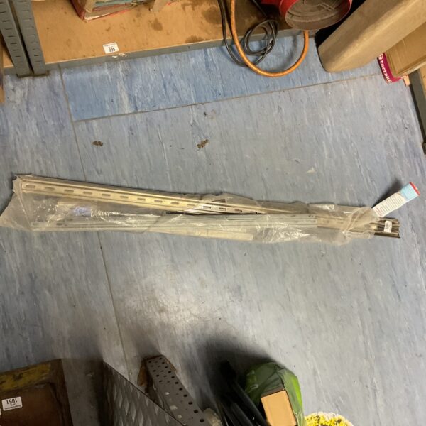 Steel wall mounting battens for workshop or garage use.