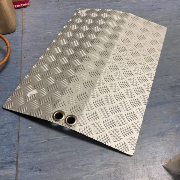 Aluminium cable protector ramp with diamond plate surface.