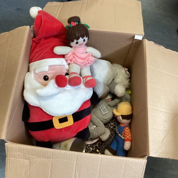 Mixed lot of vintage soft toys including Santa Claus.