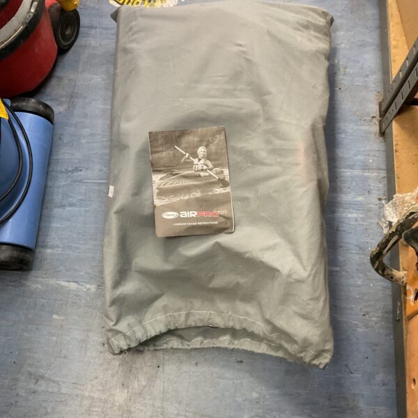 Blue Air Pro inflatable kayak, folded and stored.