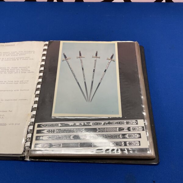 Vintage Wilkinson Sword catalogue cover with sword illustrations.