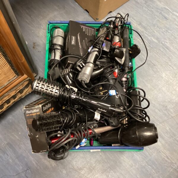 Mixed lot of Babyliss hair styling equipment for various hairstyles.
