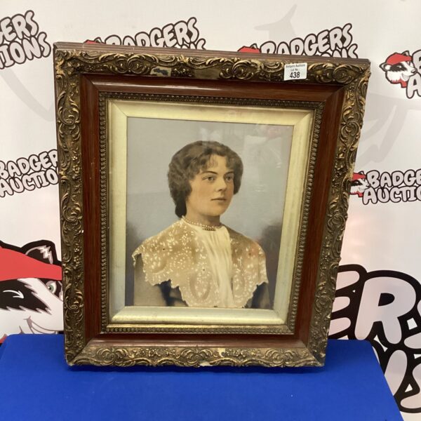 Antique framed portrait of a lady, Victorian era painting.