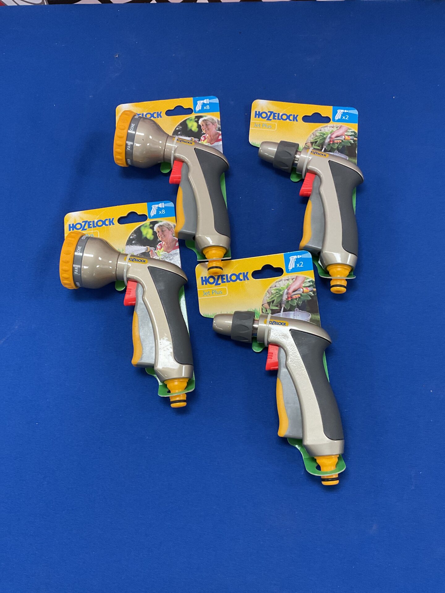 953 4 x Hozelock garden hose watering sprinkler heads jet and spray still in new packaging