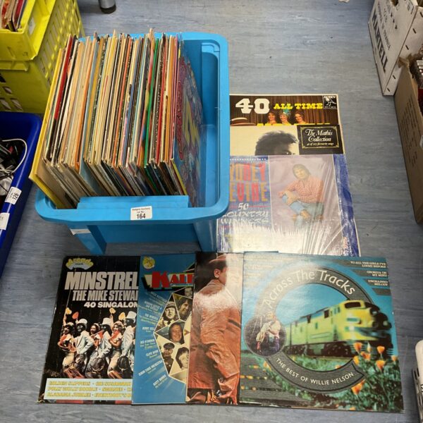 Vintage vinyl record collection featuring Shaking Stevens and Chas and Dave.