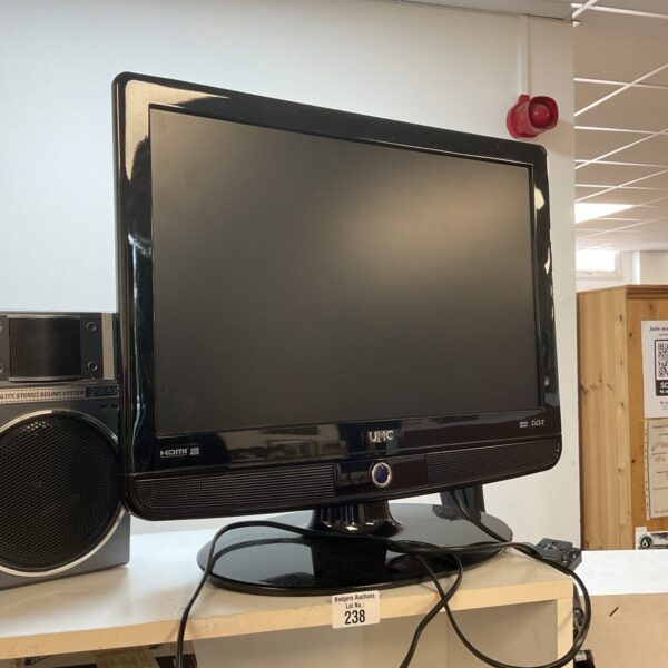 Umc 19 inch HD TV with built-in DVD player, compact screen.