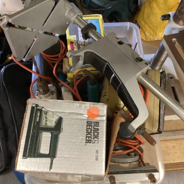 Mixed lot of Black & Decker tools and garden equipment.